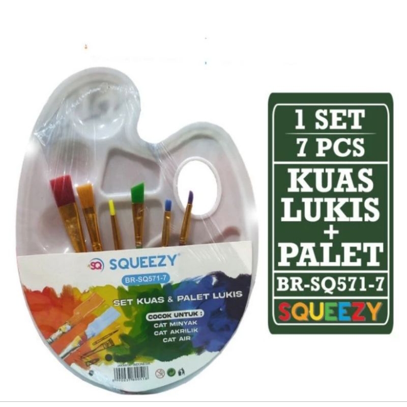 

Set Alat Lukis Isi 6 Pcs Kuas Cat Lukis Set Palet Squeezy BR-SQ569-7