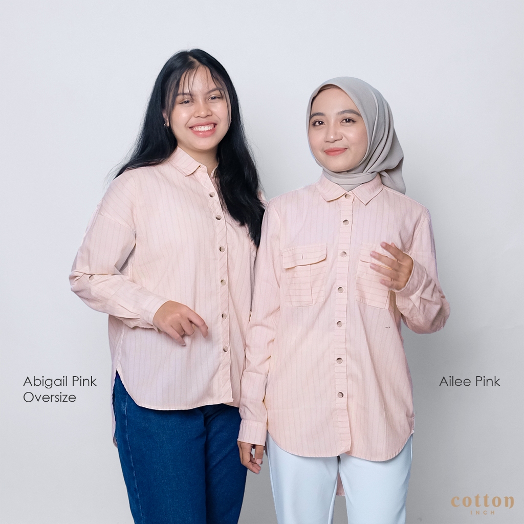 Cotton Inch - Ailee Abigail Shirt Kemeja Motif Salur Wanita Sarimbit Sister