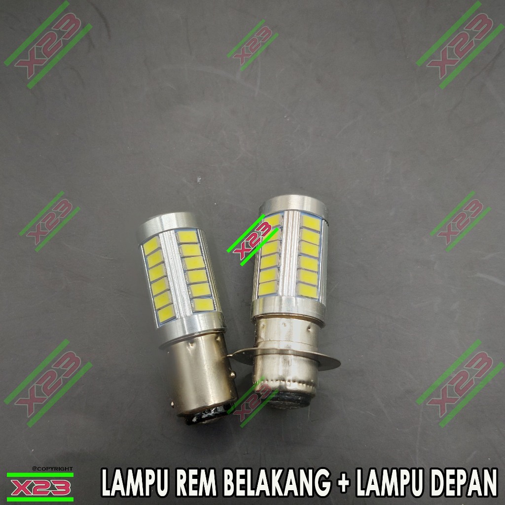 bohlam lampu depan h6 led 33 mata super terang + lampu stop rem belakang
