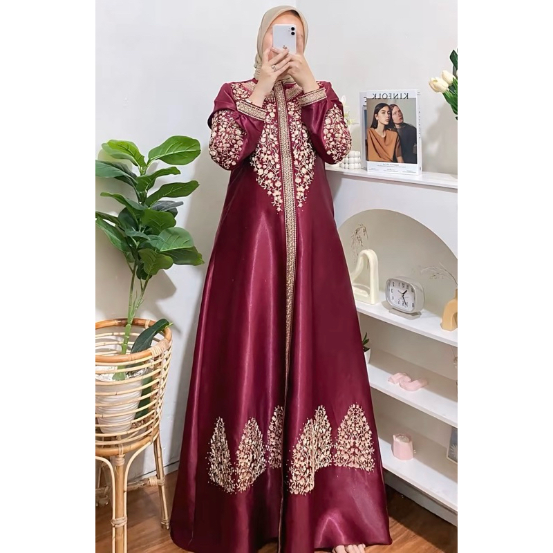 Gamis Satin Bordir Mewah