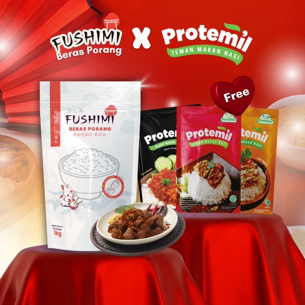 

(FREE 3 SACHET 40GR) FUSHIMI BERAS PORANG MURAH kemsan Pouch1 kg - Shirataki / Konjac Rice