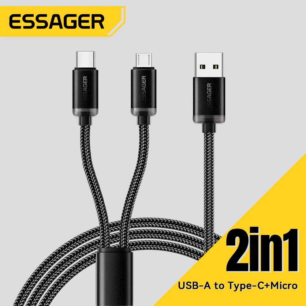 ESSAGER Kabel USB-A ke Type-C+Micro