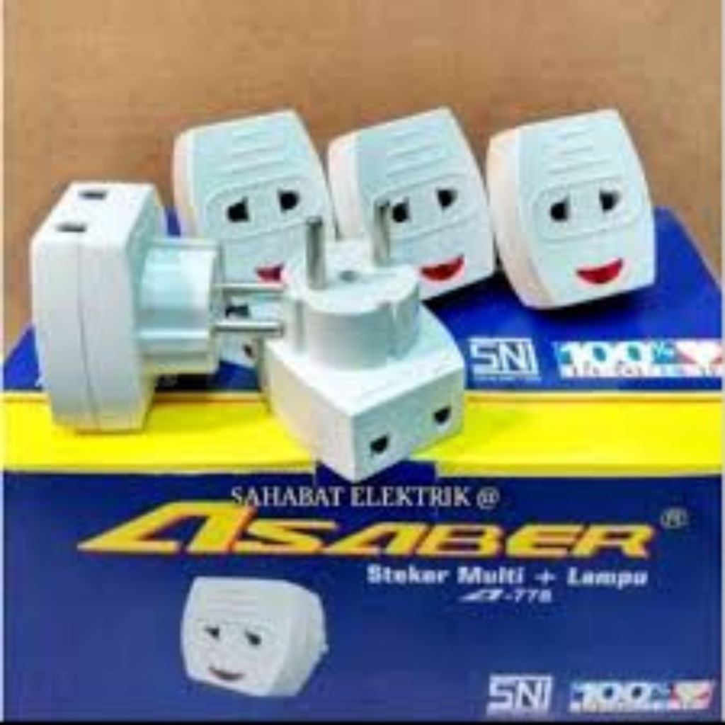 Colokan T Multi Over Steker T Stop Kontak AZABER SNI Lampu Nyala