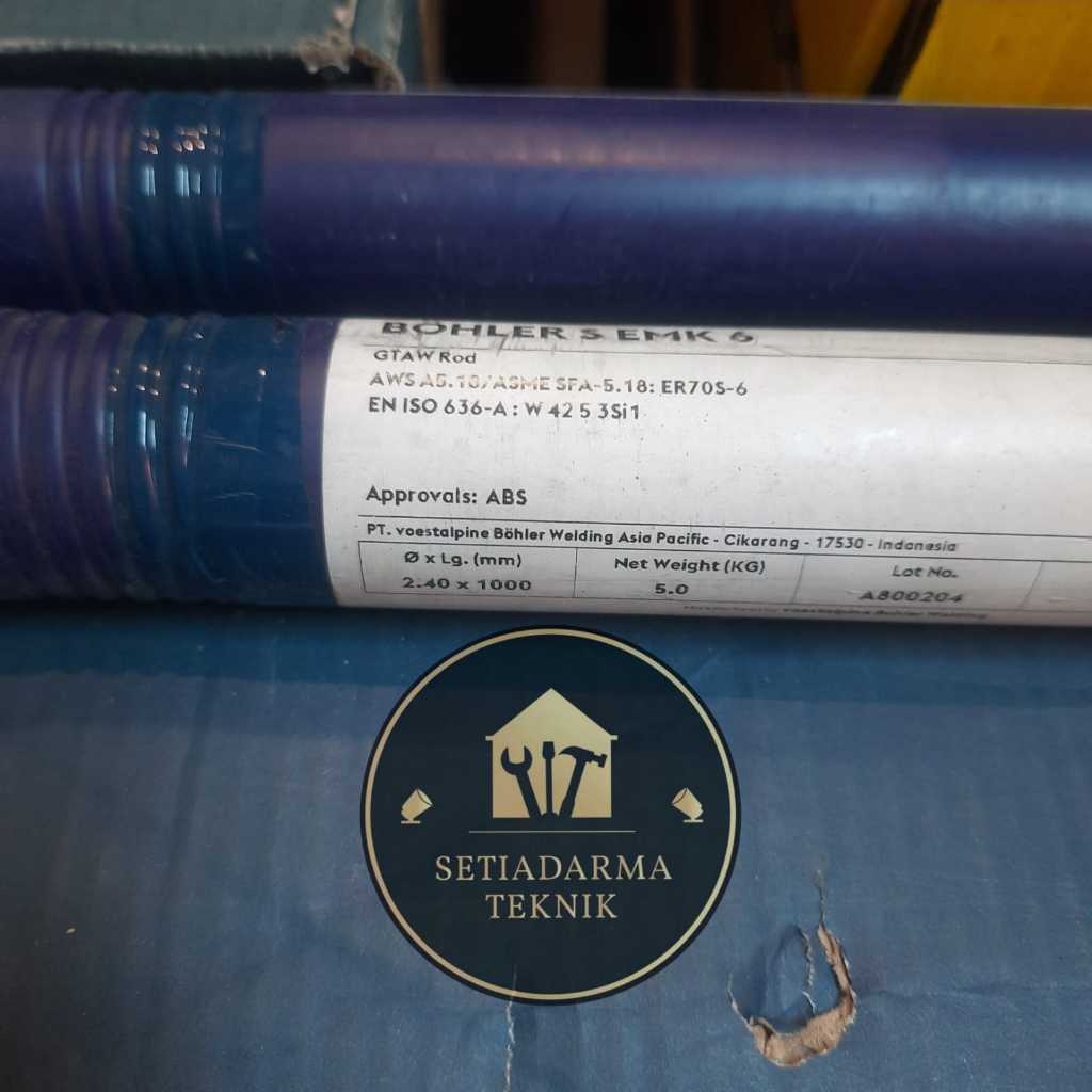KAWAT LAS TIG / ARGON BOHLER S EMK 6  2.4MMx1000MM AWS-ER70S6 PER PACK 5KG