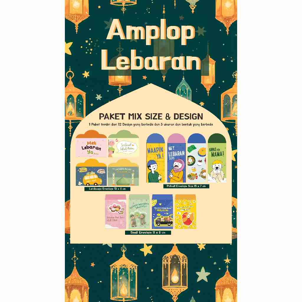 

AMPLOP LEBARAN CUTE MIX DESIGN DAN UKURAN