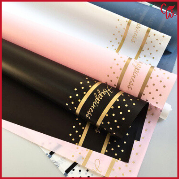 

20 Lembar Kertas Buket Bunga Kertas Cellophane Paper Flower Wrapping Happiness KB6077