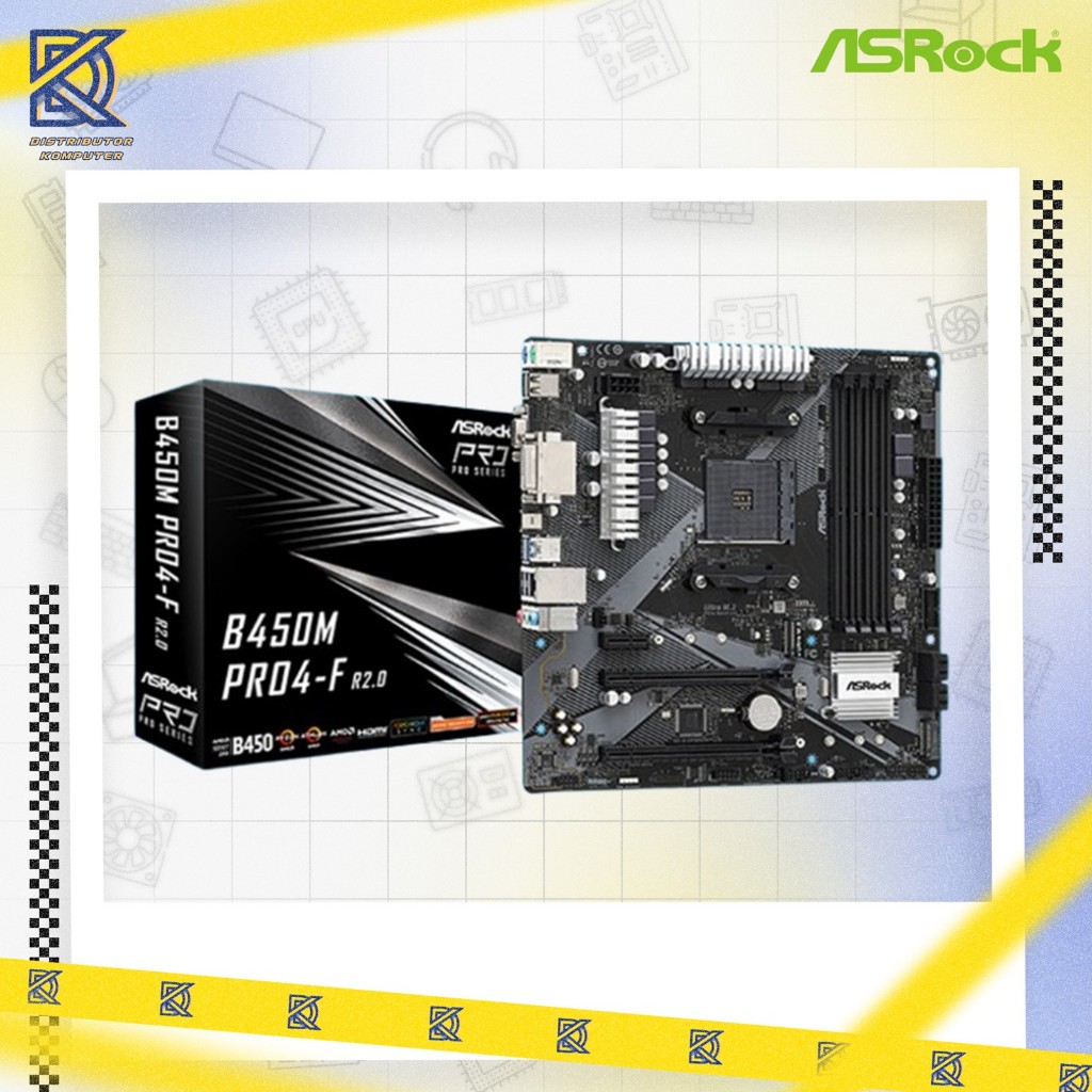 ASROCK Motherboard B450M PRO4-F R2.0 (AMD, AM4, DDR4, Micro-ATX)