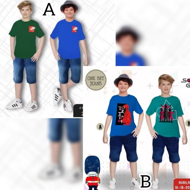 8-13th London Kids Baju Pakaian Set  Setelan Anak Laki laki Cowok Cowo NK Junior Jumbo Celana Jeans