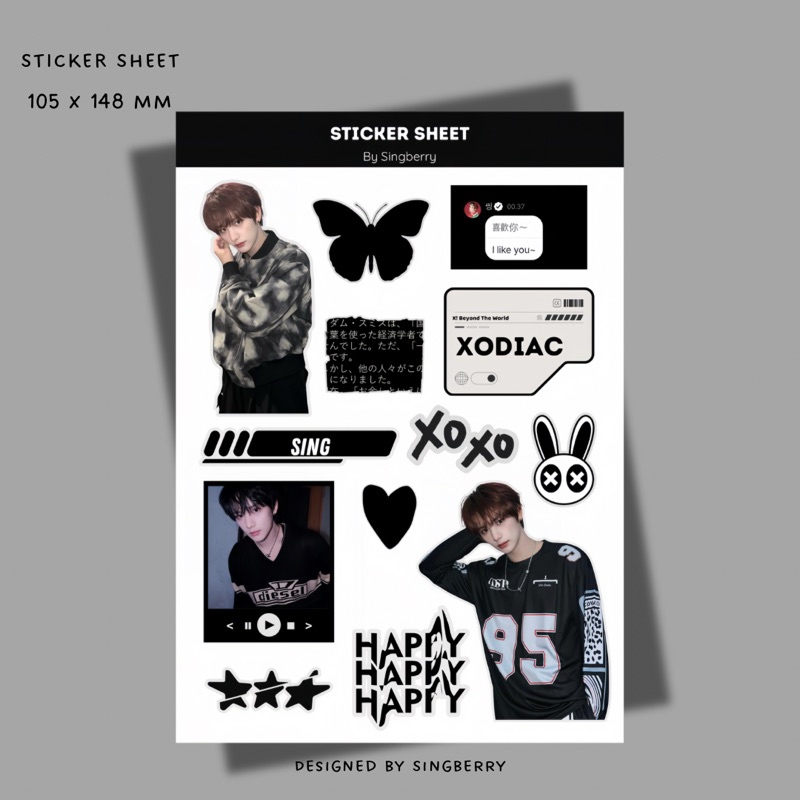 

STIKER SHEET STICKER XODIAC MEMBER KPOP CUTTING KISS CUT BY SINGBERRY