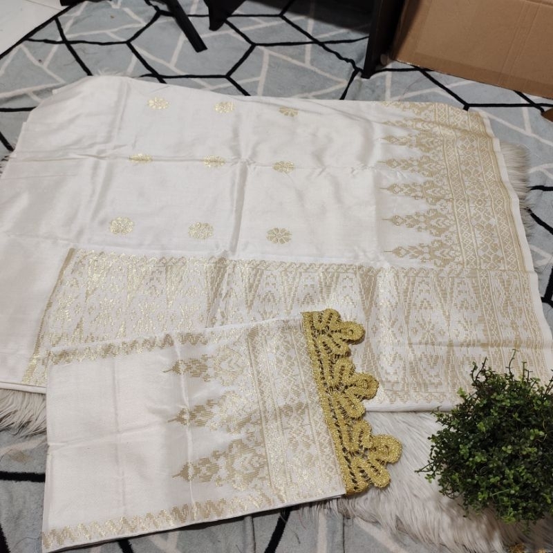 Songket silungkang warna cream gold, krem, bw, putih tulang, songket padang
