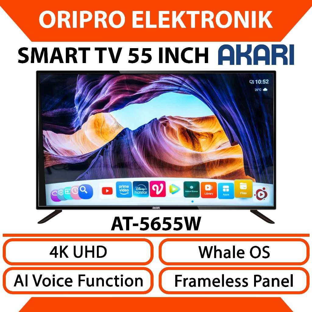 Smart Tv 55 Inch 4K UHD Akari Whale OS AT-5655W