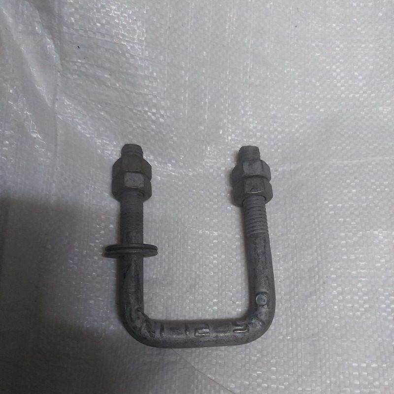 Square Bolt M12 Klem U Kotak 1/2 x 1½ U Bolt Kotak M12x53mm Set Mur dan Ring Finishing Hotdip Galvan
