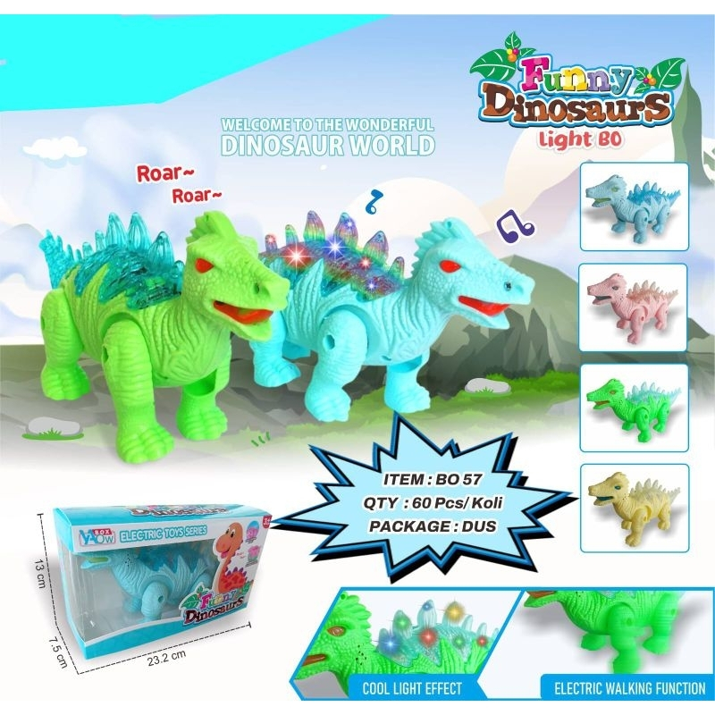 Mainan Anak Dinosaurus Gerak Jalan/Mainan Robot Funny dinosaurs (BO 57)