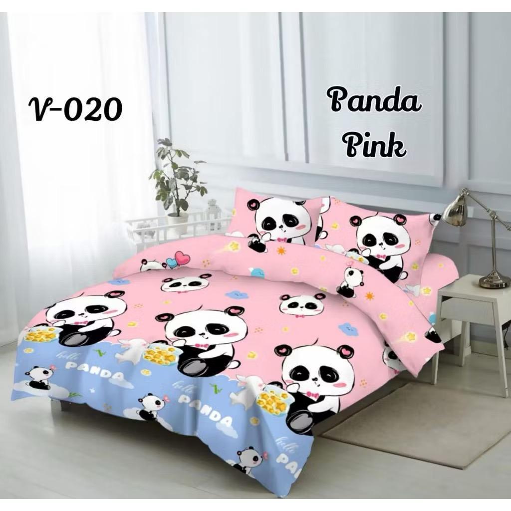 Sprei karakter motif Panda Pink 180x200 160x200 120x200/Seprei homemade katun premium 1set sarung ba