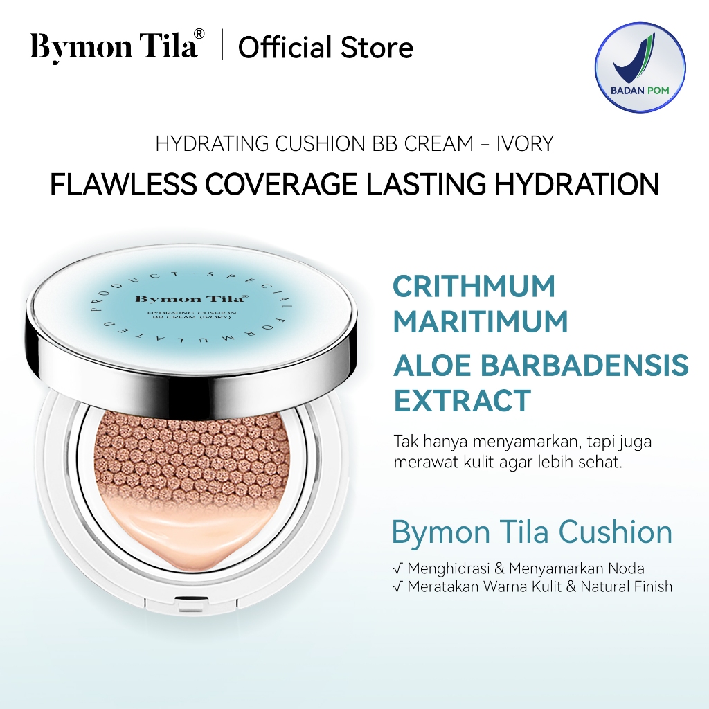 【BPOM】Bymon Tila Hydrating Cushion BB Cream Ivory - Flawless Coverage Lasting Hydration 13g - Hidras