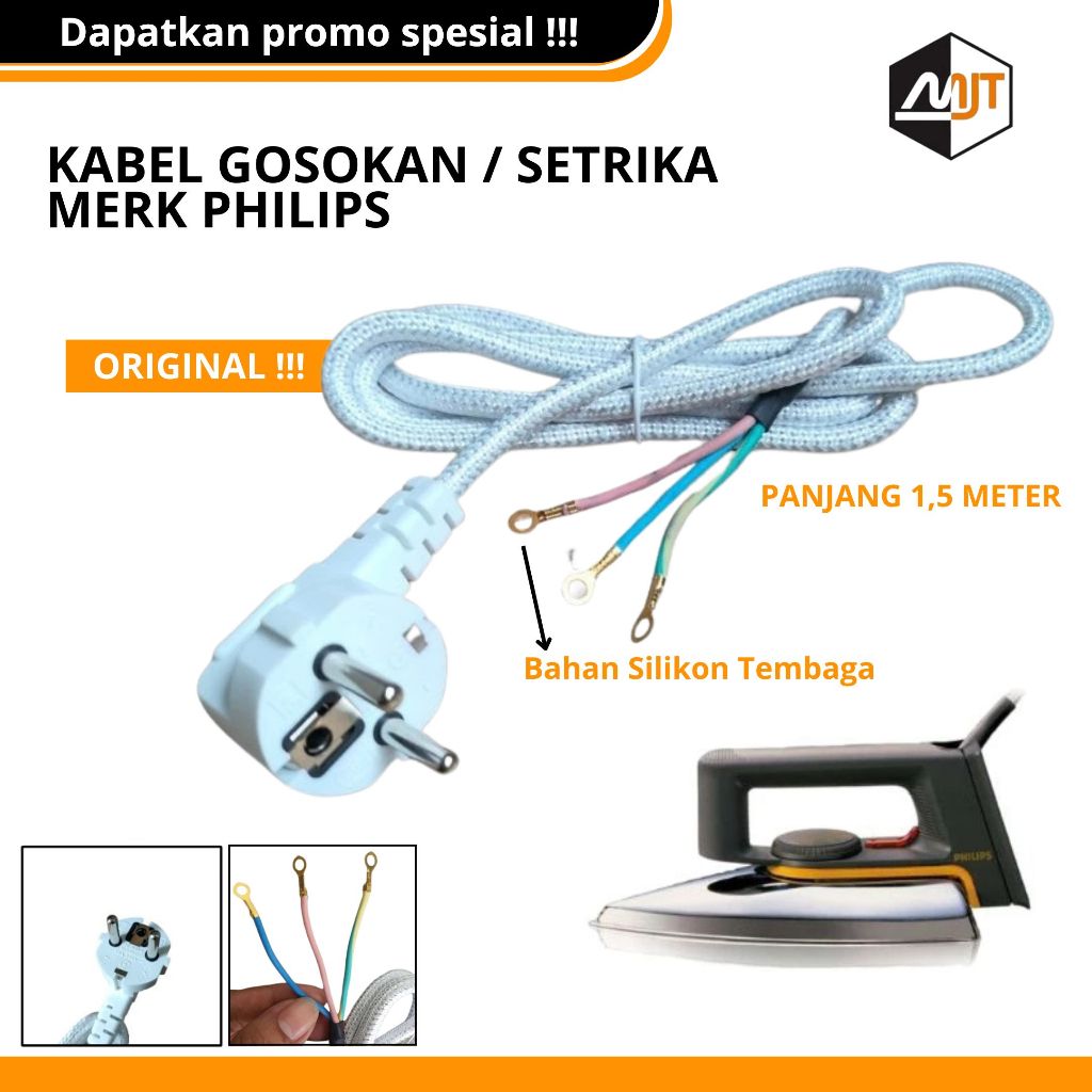 Kabel Gosokan Setrika Philips Original Kabel 3way Setrika Standar Untuk Setrika Philips