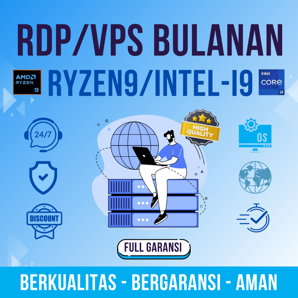 RDP / VPS BULANAN RYZEN9/INTEL-i9 SPEK TINGGI BISA DIPERPANJANG CPU 100% 24 JAM ANTI MATI FULL GARAN