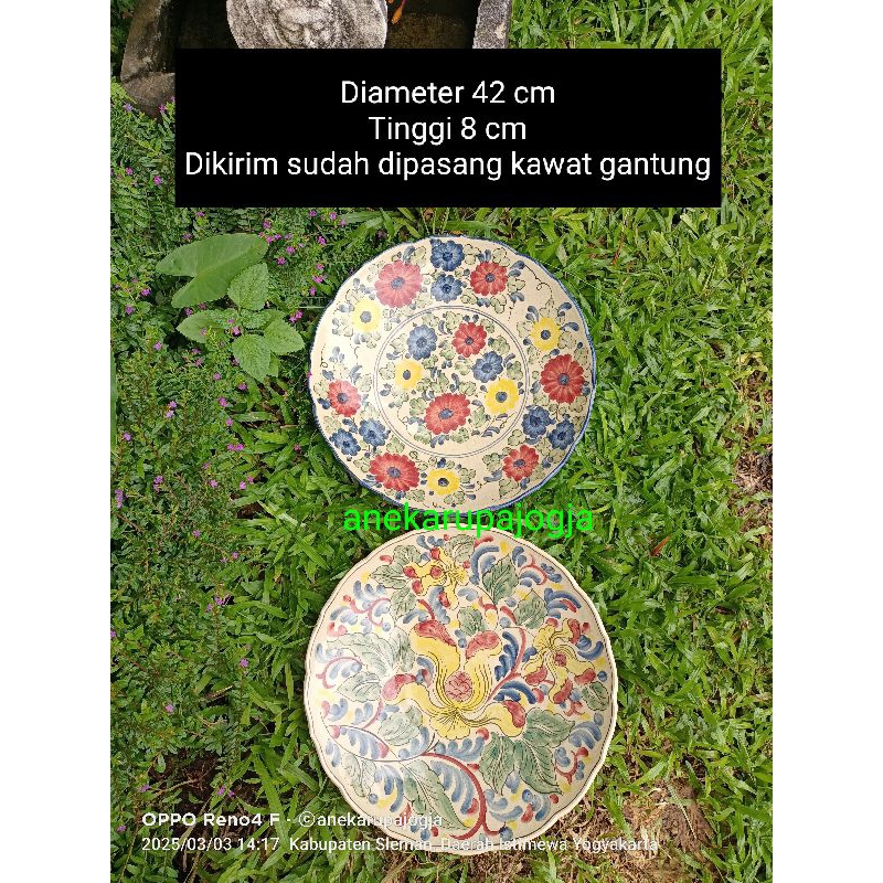 2 buah piring gantung keramik lukis motif imari dekorasi hiasan dinding
