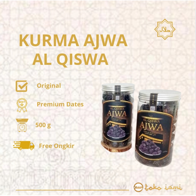 

Kurma Ajwa Almadinah Alqiswah premium 500gram kurma nabi kemasan toples