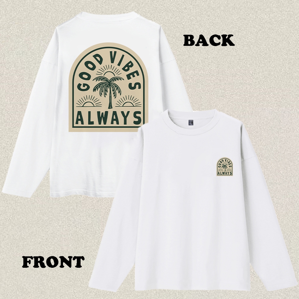 RENELLE Kaos Lengan Panjang Pria Distro Original 100% Kaos Lengan Panjang Motif Pohon Kelapa Pria Wa