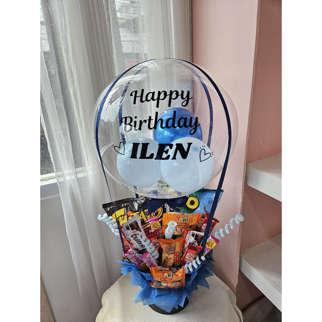 HOT AIR BALLOON BLOOM BOX SNACK | Buket Snack | Buket Balon | Hadiah Ulang Tahun