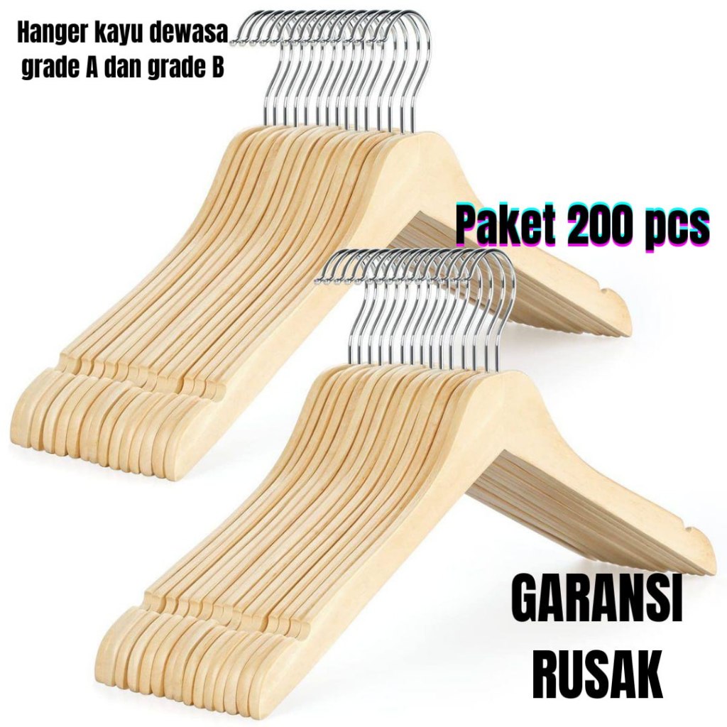 200 PCS hanger kayu baju aesthetic // Gantungan baju aesthetic