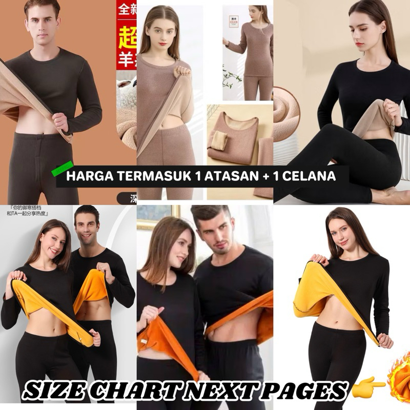 Long John Pakaian Dalam Winter Pria Wanita Thermal Underwear Long John Musim Dingin