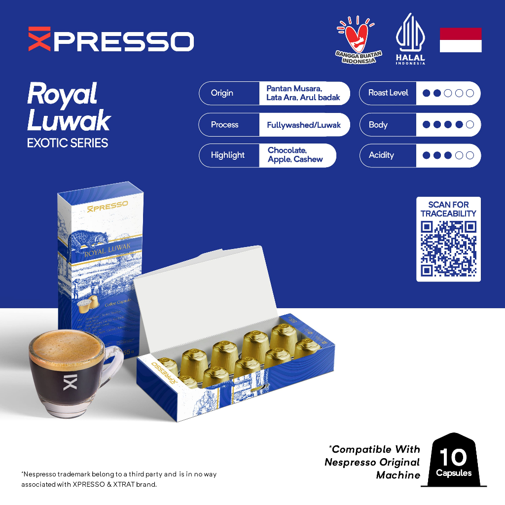 

Nespresso Capsule Compatible Kopi Kapsul Royal Luwak - Xpresso Coffee Capsule