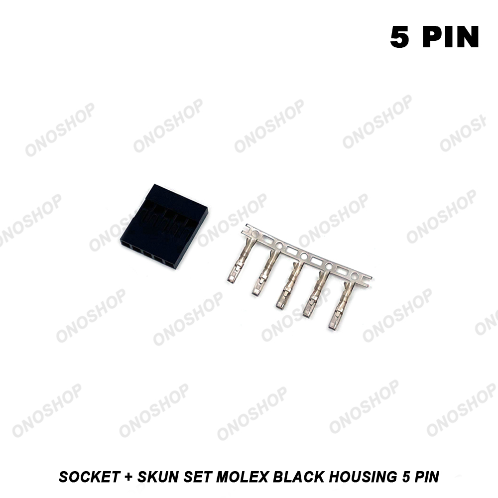 Molex Black Housing - 5 Pin Socket + Skun Set