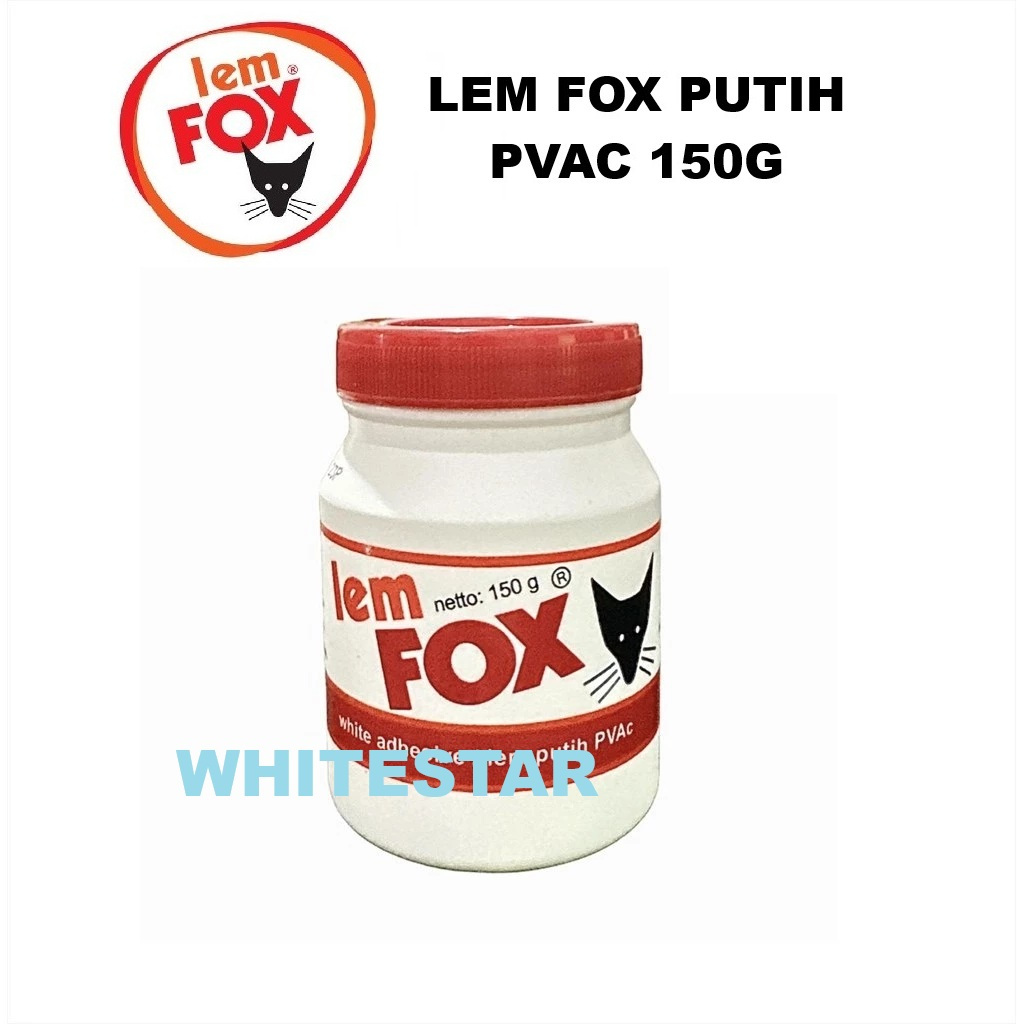 

lem fox putih 150 g lem pvac white untuk kertas, kayu, dll