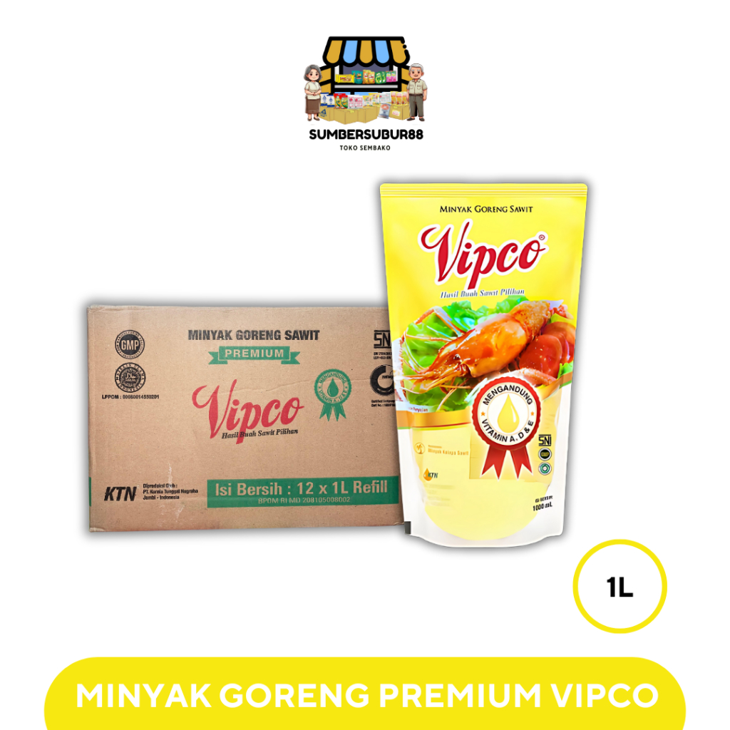 

VIPCO | GRANDCO Minyak Goreng Premium (1 Liter x 12 Pouch | 2 Liter x 6 Pouch)