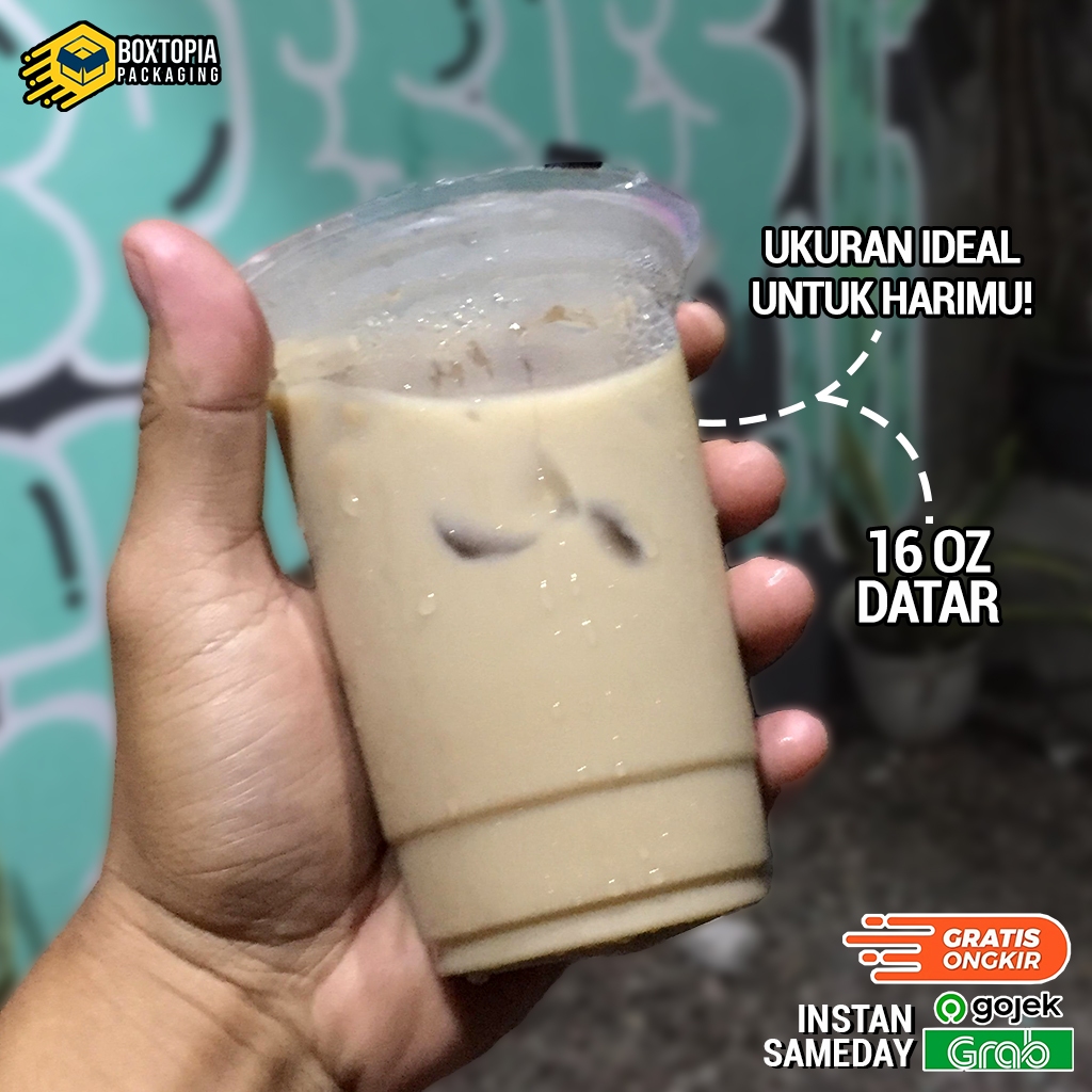 Cup Gelas Plastik Besar Bening 16oz - Gelas Plastik Bening Murah isi 50 pcs