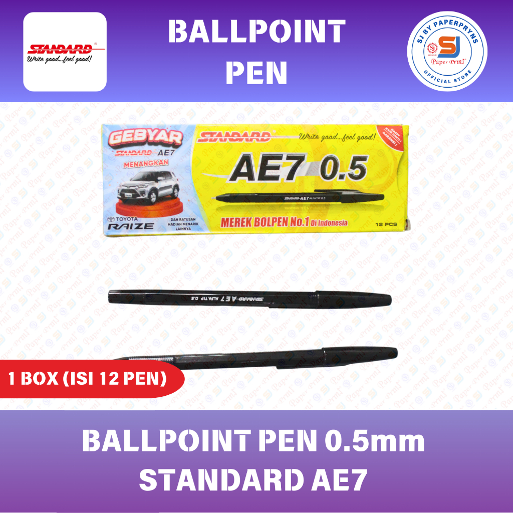 

BALLPOINT PEN 0.5mm STANDARD AE7 (1 BOX ISI 12 PEN)