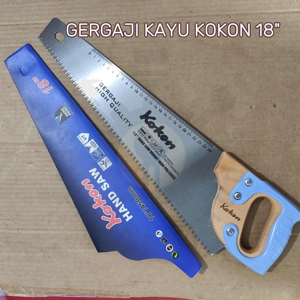 KOKON GERGAJI KAYU GAGANG KARET 18" SANGAT TAJAM / GERGAJI KAYU KOKON 18" INCH HAND SAW/PEMOTONG KAY