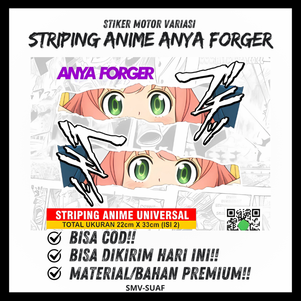 Stiker Striping Anya Forger Sticker Anime Spy X Family Kanan Kiri Stiker Mata Anya Forger