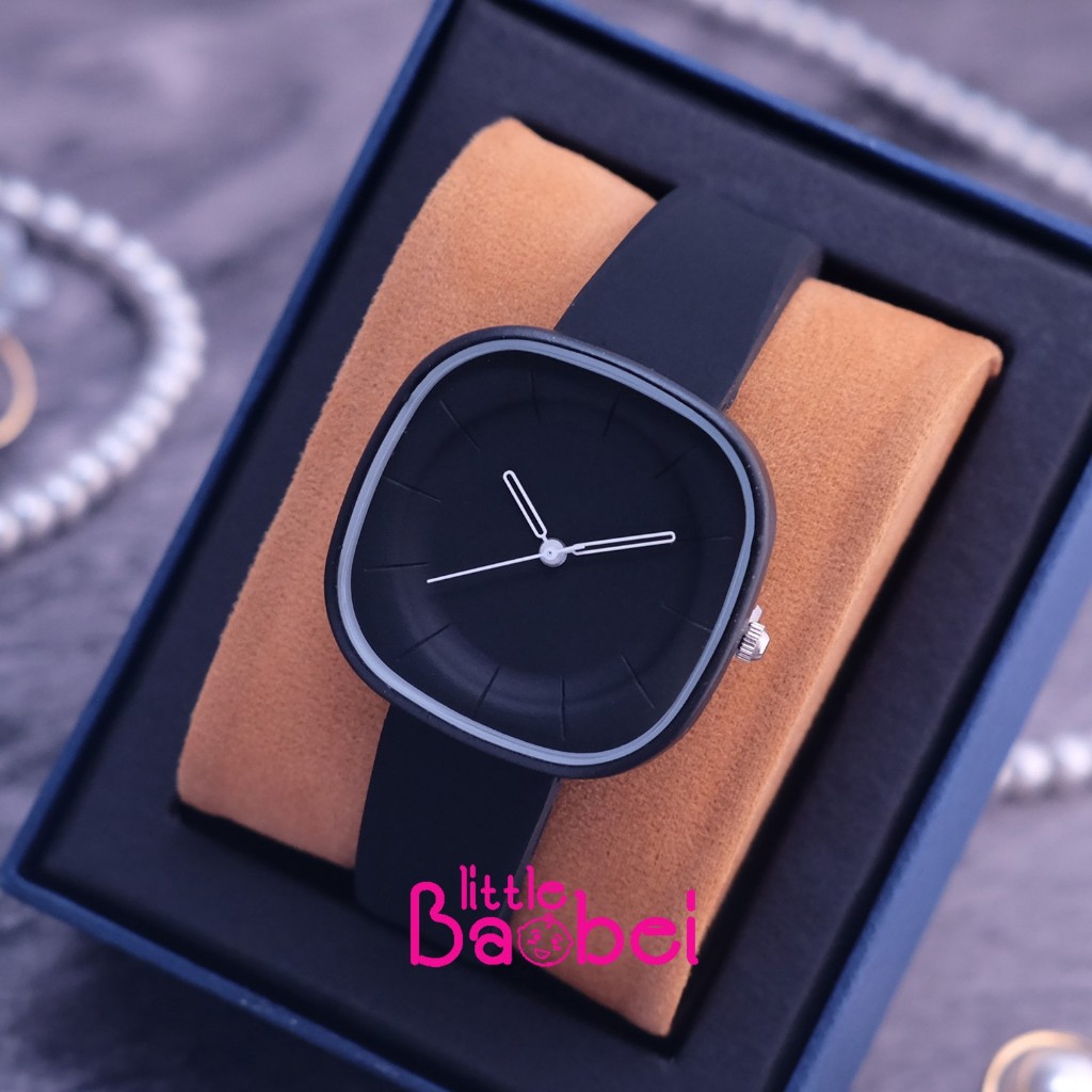 Jam Tangan Wanita Fashion Tali Rubber Original Mikimono Plat Jam Kotak