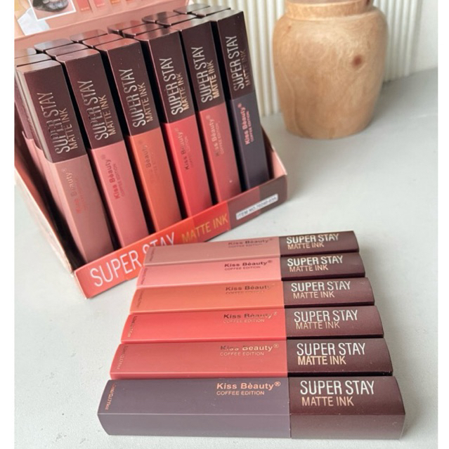 ( PER BOX ) LIPCREAM KB SUPER STAY MATTE INK COFFEE EDITION / KISS BEAUTY 70240 / lipgloss / lip glo