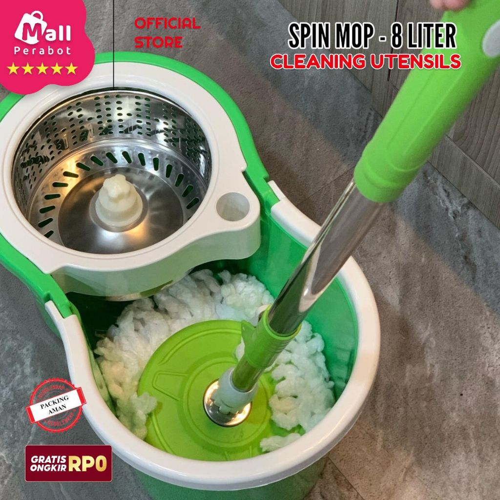MALL PERABOT SPIN MOP BESAR TORNADO ALAT PEL EMBER 8 LITER BUCKET LANTAI PUTAR KAIN PEL PEMBERSIH