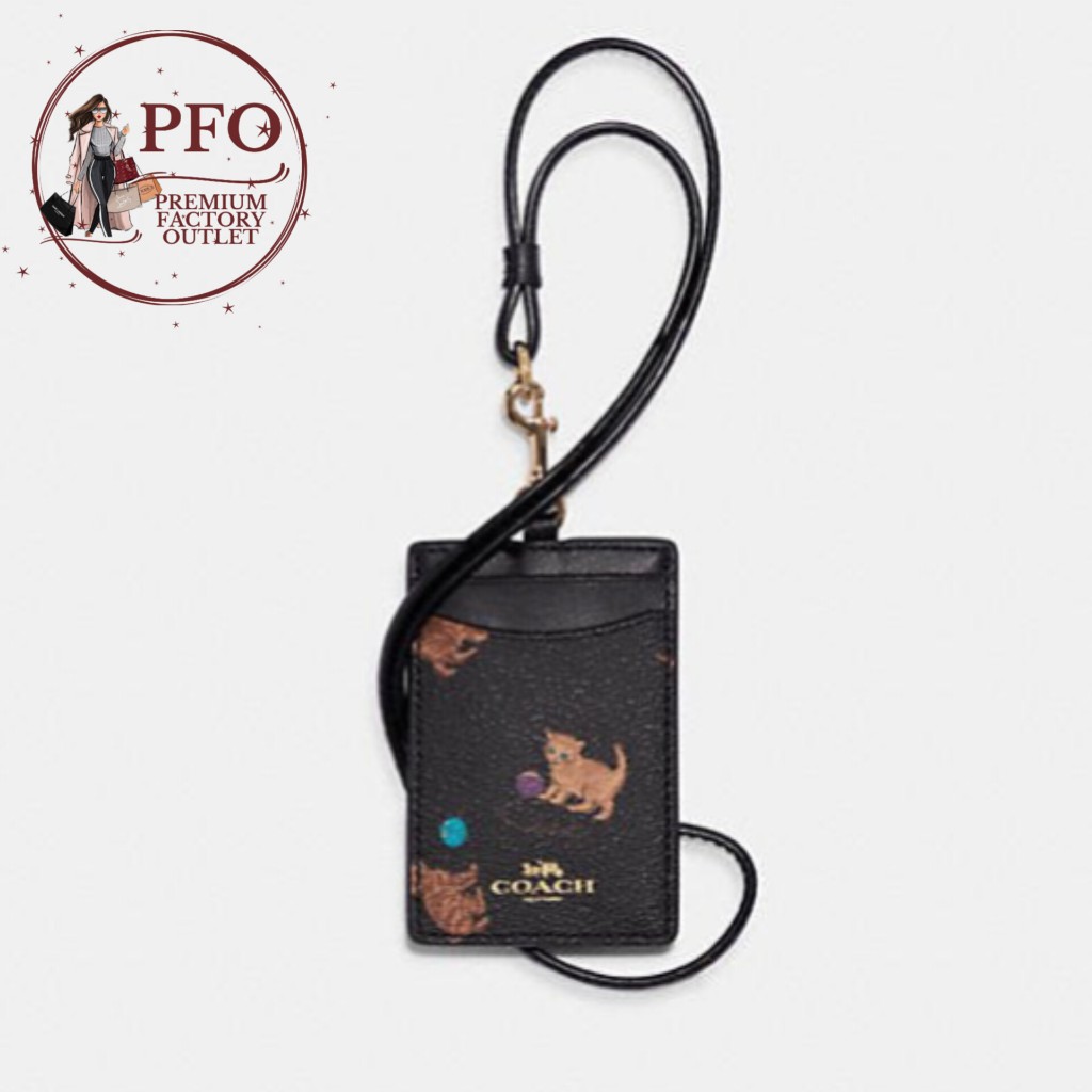 

READY STOCK LANYARD Gantungan C6429 ID Lanyard with Cat Print in Brown Black Multi