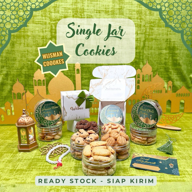 

SINGLE JAR COOKIES Package - Hampers Kue Kering Wijsman - Eid Mubarak Hampers - Kue Kering Idul Fitri Premium - (Peanut Butter, Chocochips, Lidah Kucing, Strawberry Butter Cookies)