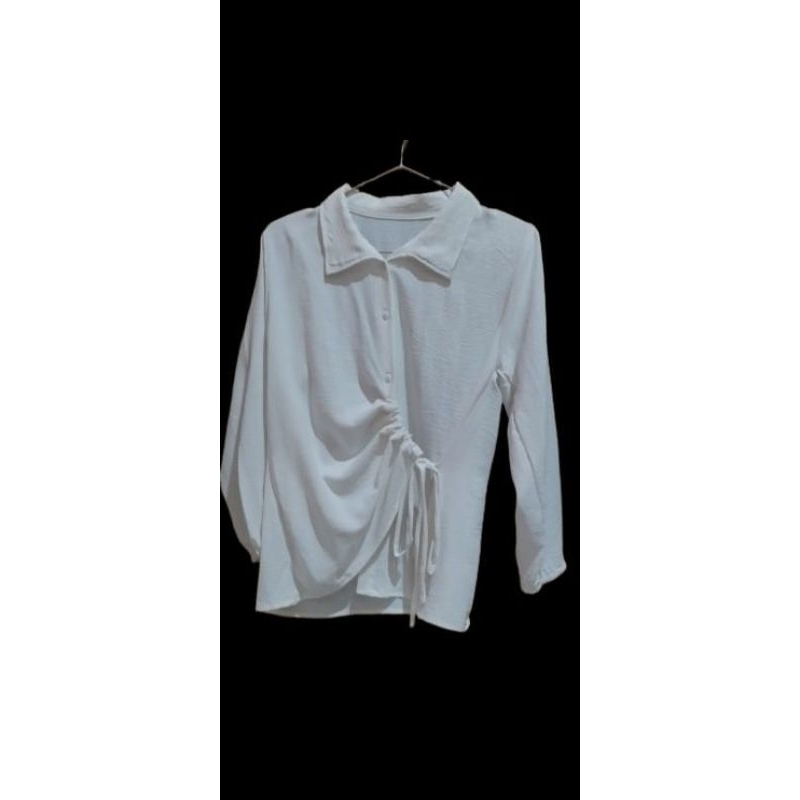 Kemeja putih polos serut wanita || crincle