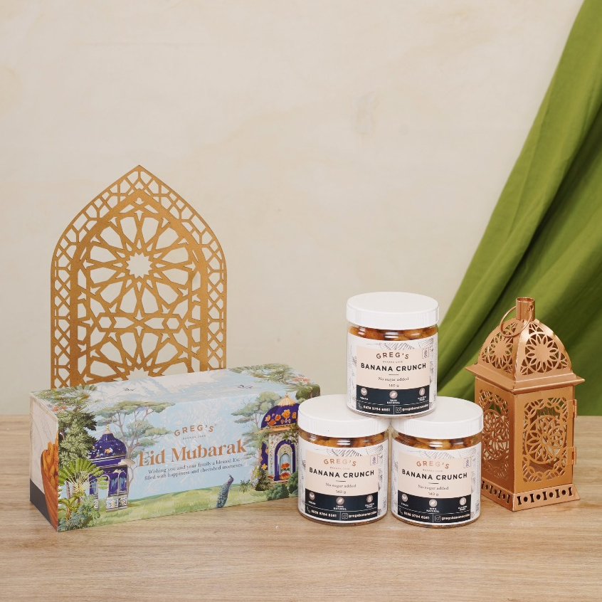 

Greg's Eid Hamper - Raya : Box of 3 Banana Crunch Toples with Sleeve