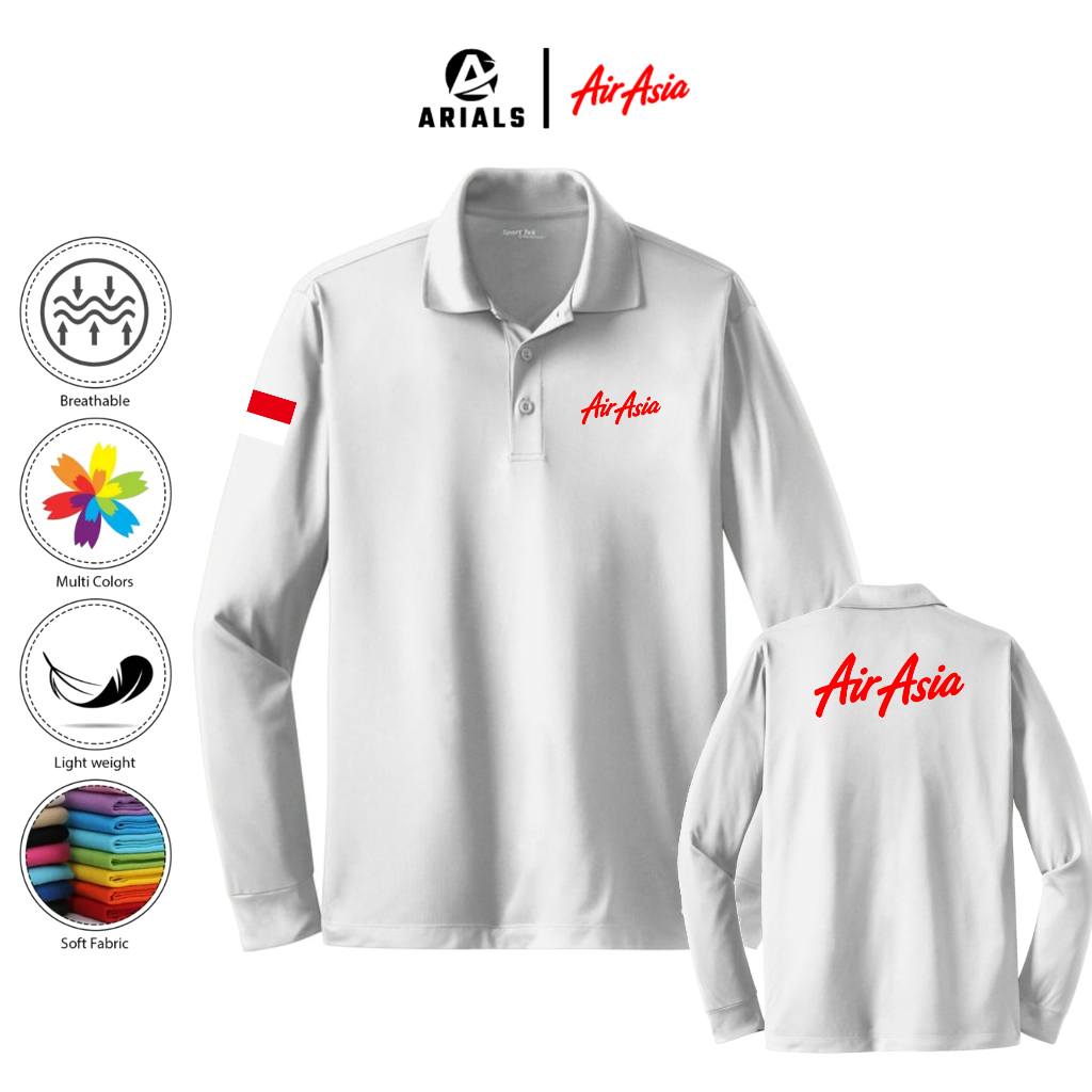 Arials Polo shirt Baju Kaos Kerah Lengan Panjang Maskapai AirAsia Indonesia