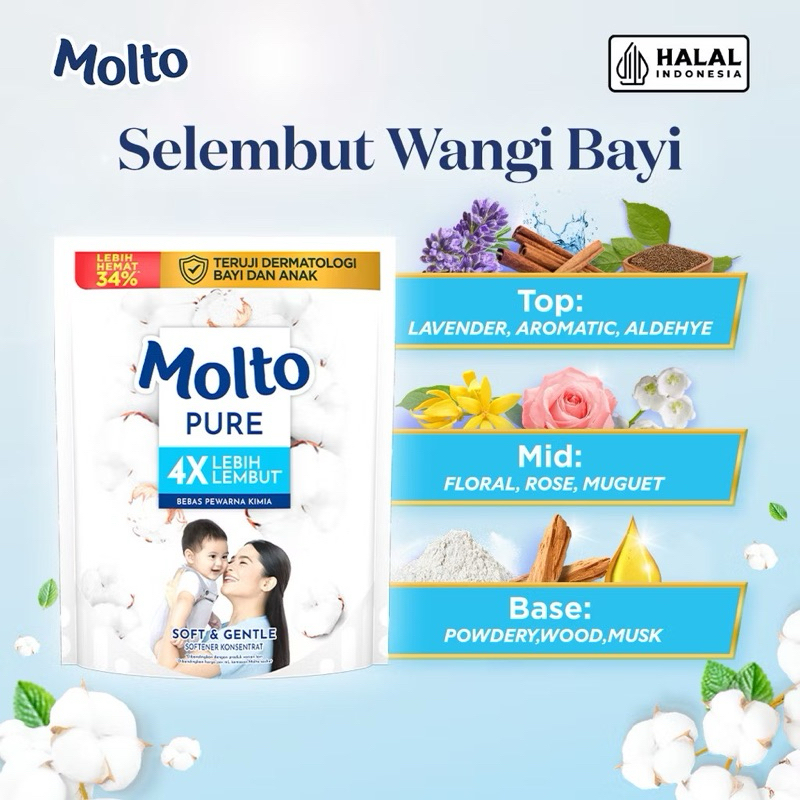 MOLTO - Pure Liquid 550ml / Pewangi & Pelembut Pakaian Bayi