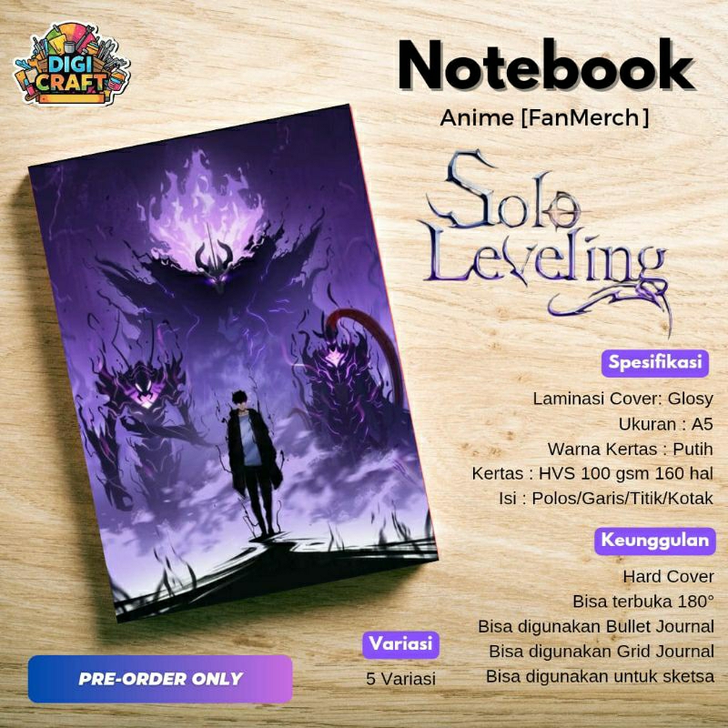 

Notebook A5 Solo Leveling Premium, 100 gsm, 160 halaman [FanMerch]