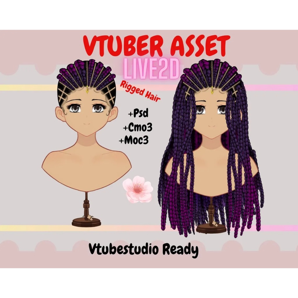 Vtuber / Live2d Assets - Box Braids