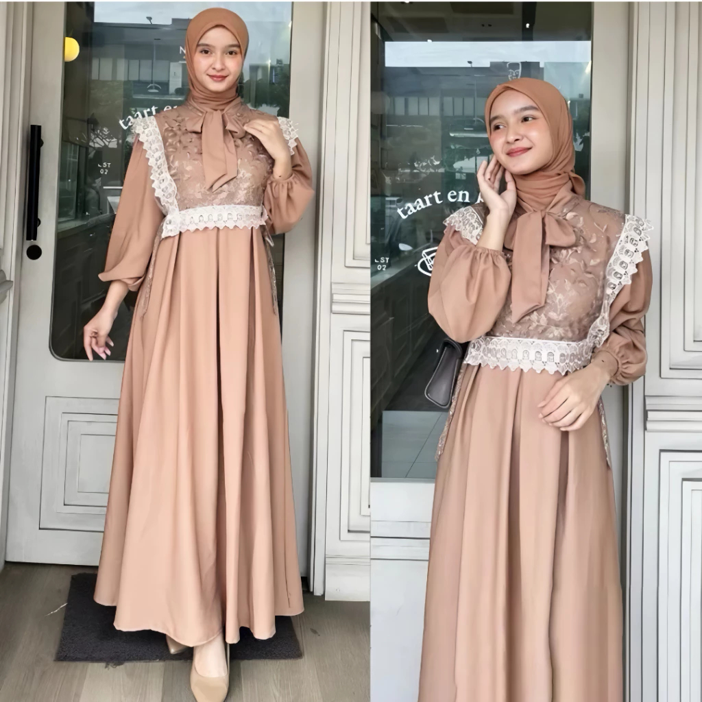 Cuci Gudang  Gamis Pesta Muslimah Syakila Rompi Tille Bordir Oufit Kondangan Mewah Dress