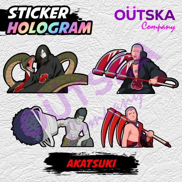 Stiker Hologram Akatsuki Member Kisame Orochimaru Hidan V5 Pain Naruto Anti Air Mengkilap Glossy