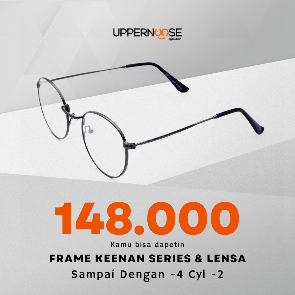 Uppernoose Keenan - Frame Kacamata Besi Bundar Bulat Oval Korea Ringan Tipis Pria Wanita
