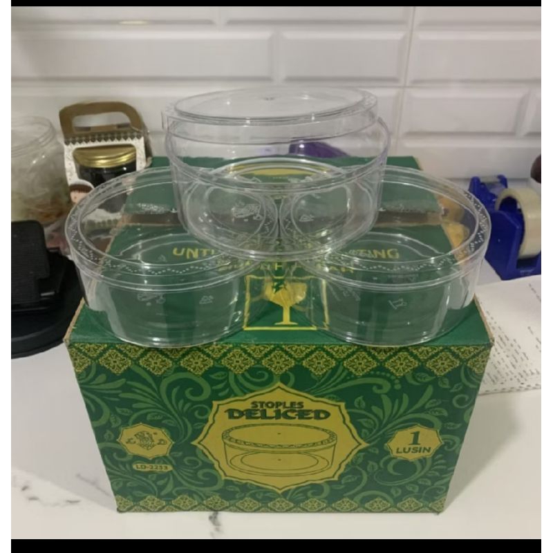 Isi 12 pcs Toples Plastik Mika Kue Kering Merk Delice 1/2 Kg 500gr